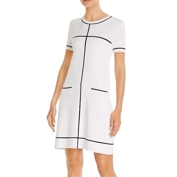 NEW PAULE KA Striped Mini A-Line Dress Size XL Knitted White MSRP $510 - Picture 1 of 8